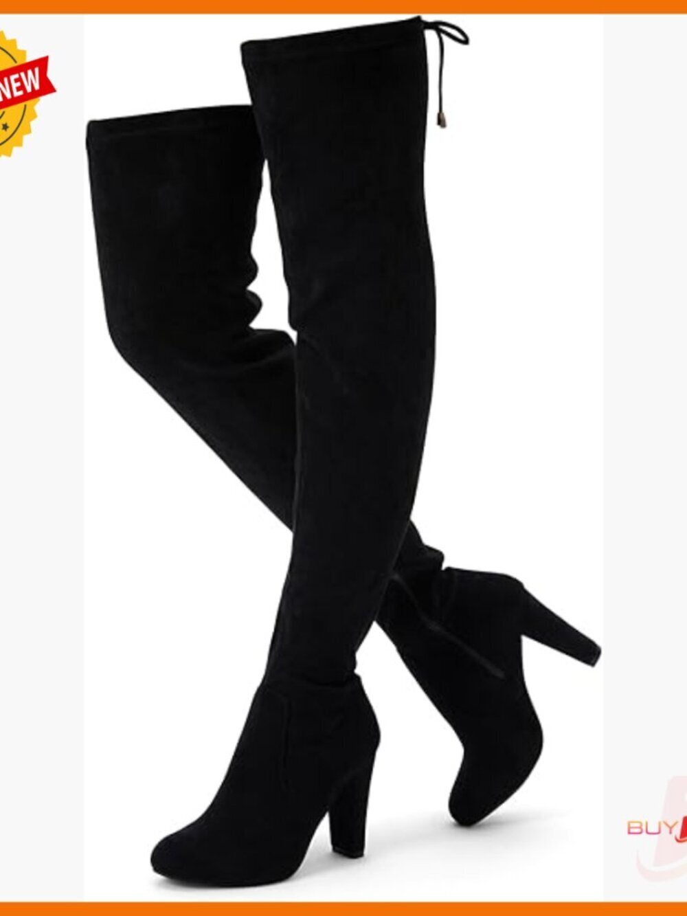 Women's Suede Thigh High Over Knee Boots with Chunky Heel Inner Zipper